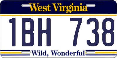 WV license plate 1BH738