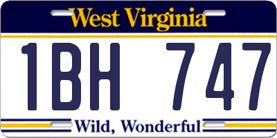 WV license plate 1BH747