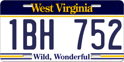 WV license plate 1BH752
