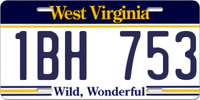 WV license plate 1BH753
