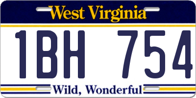 WV license plate 1BH754