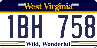 WV license plate 1BH758