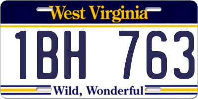 WV license plate 1BH763
