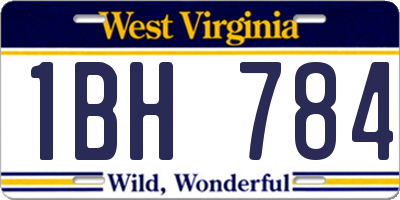 WV license plate 1BH784