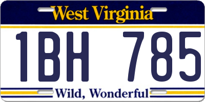 WV license plate 1BH785