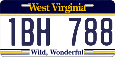 WV license plate 1BH788