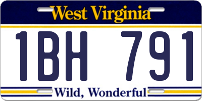 WV license plate 1BH791