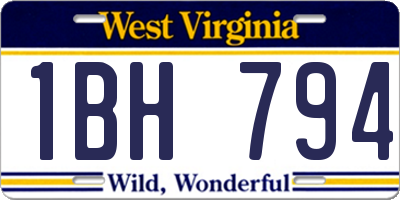 WV license plate 1BH794