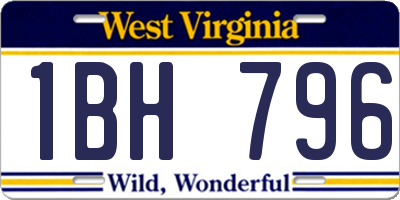 WV license plate 1BH796