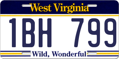 WV license plate 1BH799