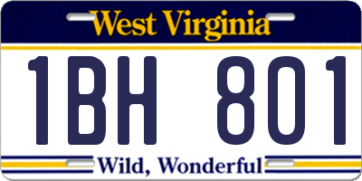WV license plate 1BH801