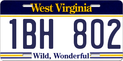 WV license plate 1BH802