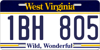 WV license plate 1BH805