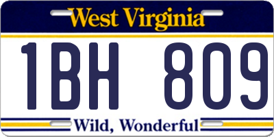 WV license plate 1BH809