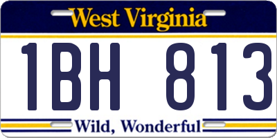 WV license plate 1BH813