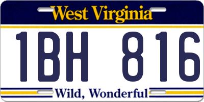WV license plate 1BH816
