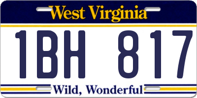 WV license plate 1BH817