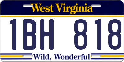 WV license plate 1BH818
