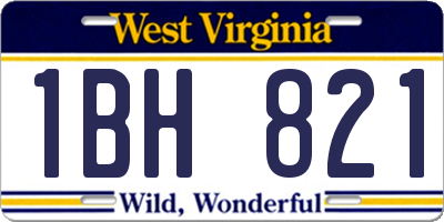 WV license plate 1BH821