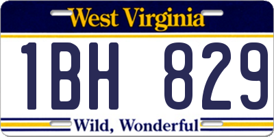 WV license plate 1BH829