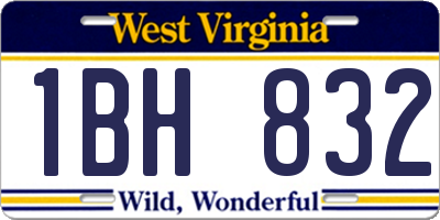 WV license plate 1BH832