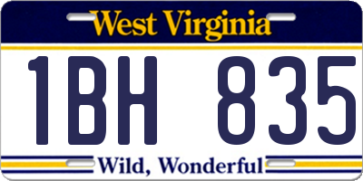 WV license plate 1BH835