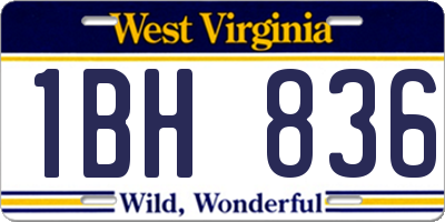 WV license plate 1BH836
