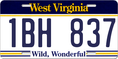WV license plate 1BH837