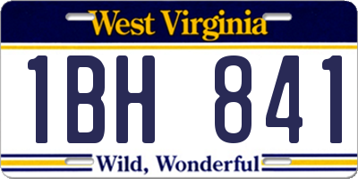 WV license plate 1BH841