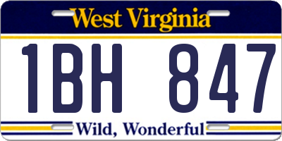 WV license plate 1BH847