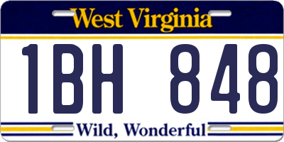 WV license plate 1BH848