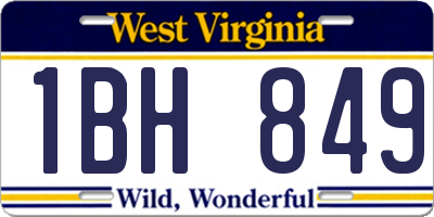 WV license plate 1BH849