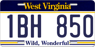 WV license plate 1BH850