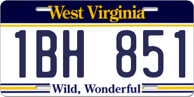 WV license plate 1BH851