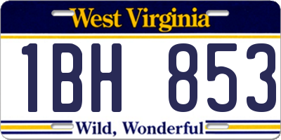 WV license plate 1BH853