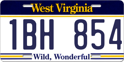 WV license plate 1BH854