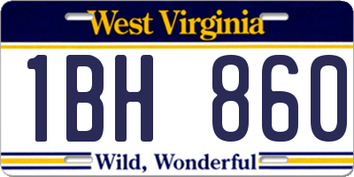 WV license plate 1BH860
