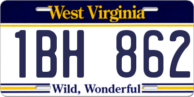 WV license plate 1BH862