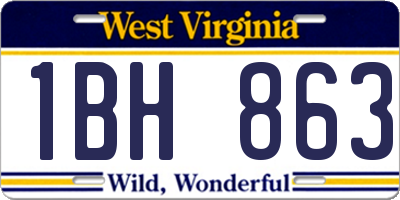 WV license plate 1BH863