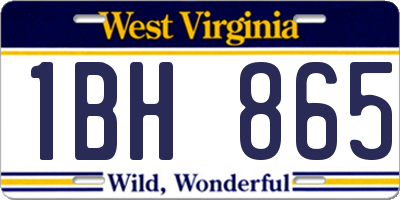 WV license plate 1BH865