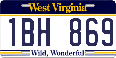 WV license plate 1BH869