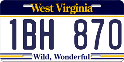 WV license plate 1BH870