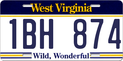 WV license plate 1BH874