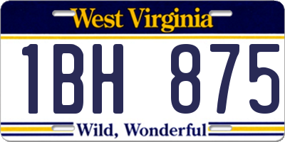 WV license plate 1BH875