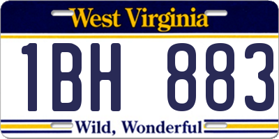 WV license plate 1BH883