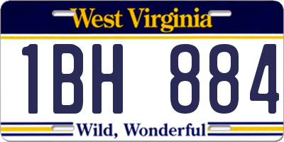 WV license plate 1BH884