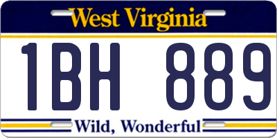 WV license plate 1BH889