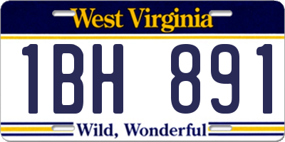 WV license plate 1BH891