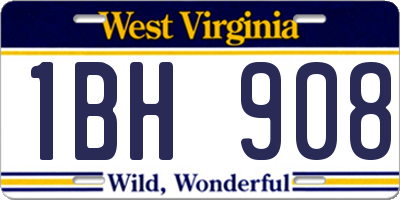 WV license plate 1BH908