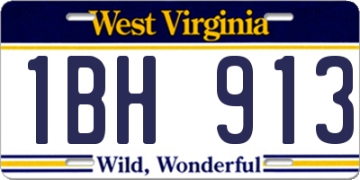 WV license plate 1BH913